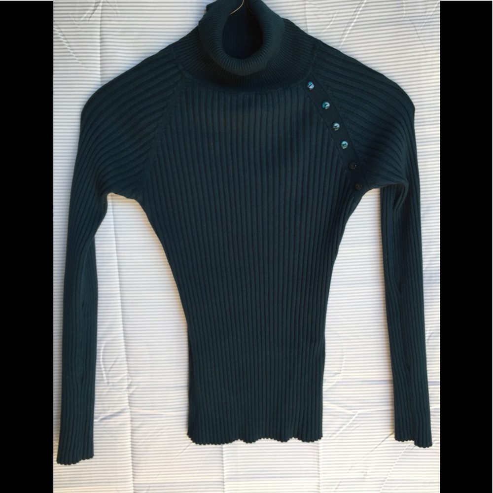 teal turtleneck sweater